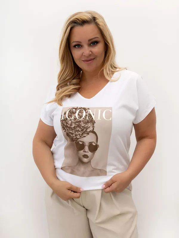 T-shirt z printem w stylu glamour
