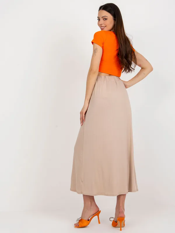 Beżowa rozkloszowana spódnica basic RUE PARIS