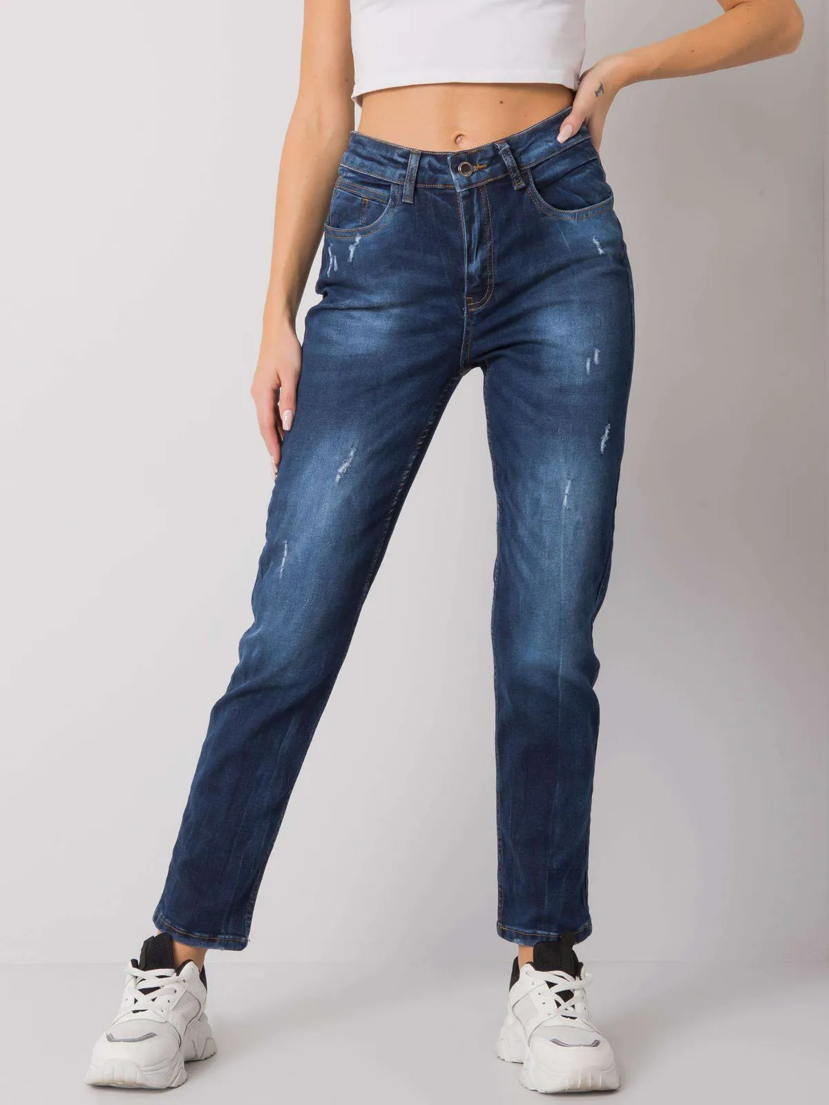 Ciemnoniebieskie jeansy regular - zdjęcie 3