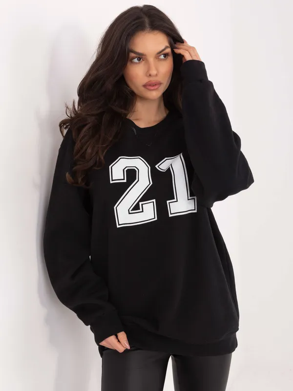 Bluza oversize z nadrukiem w stylu varsity - widok 2