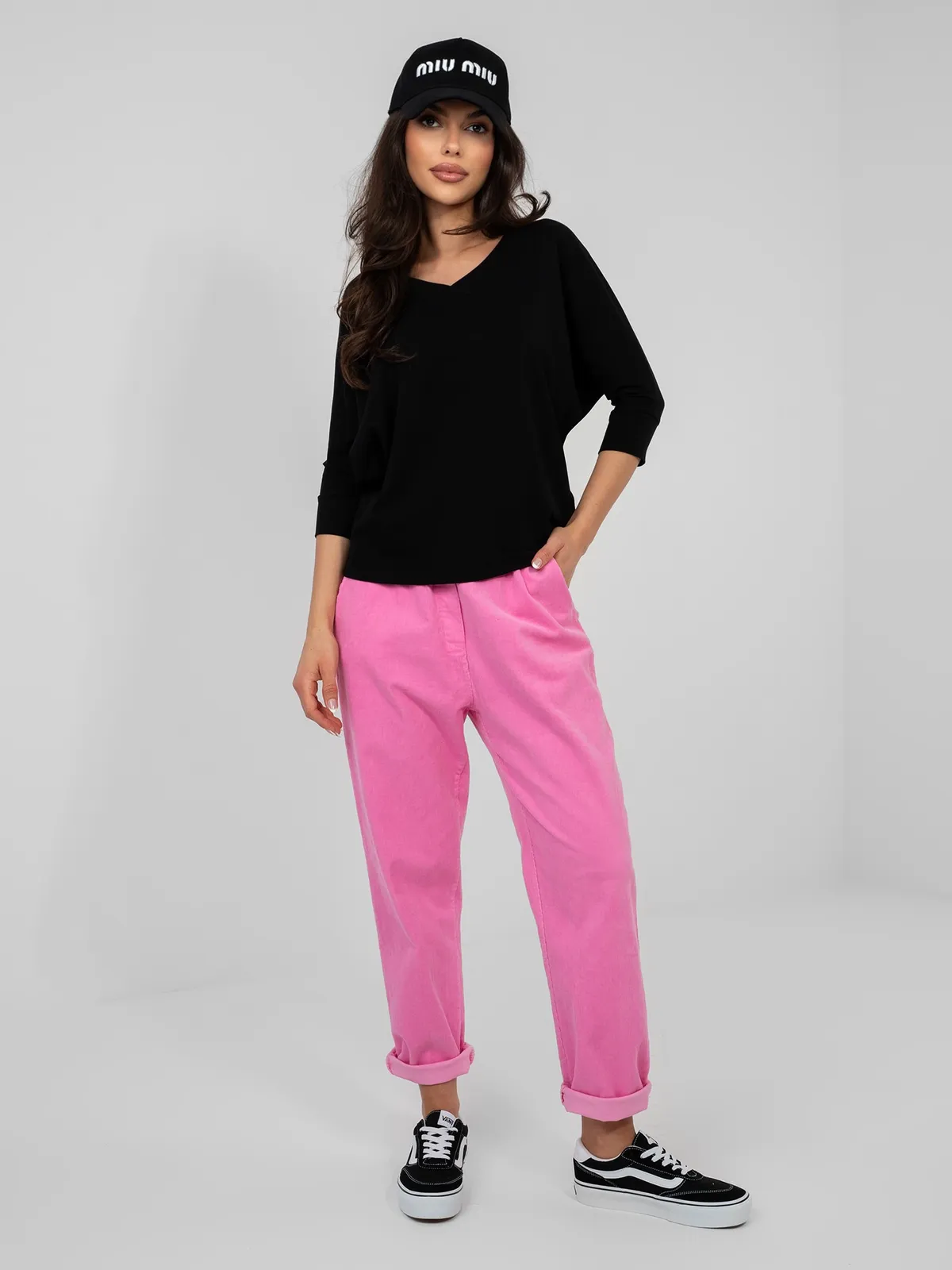 Casualowa bluzka oversize z rękawem trzy czwarte - zdjęcie 1