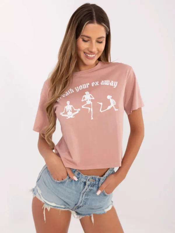 T-shirt oversize z zabawnym nadrukiem jogi