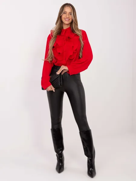 Elegancka koszula z plisowanymi falbanami i wiązaniem