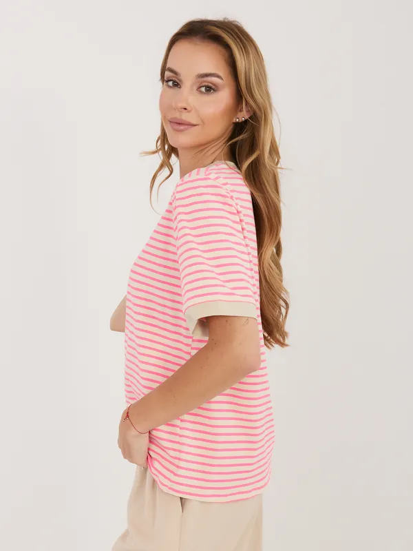 Klasyczny T-shirt w paski o luźnym kroju