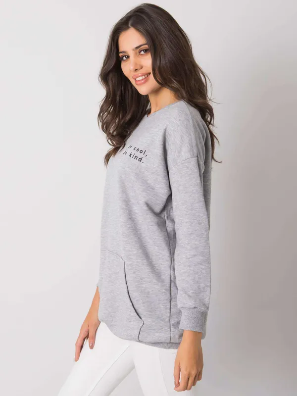 RUE PARIS Camelowa bluza kangurka bez kaptura