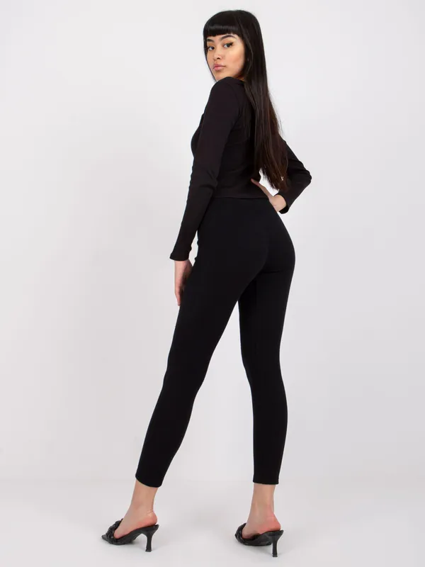 Dopasowane legginsy z wysokim stanem w prążki - widok 2