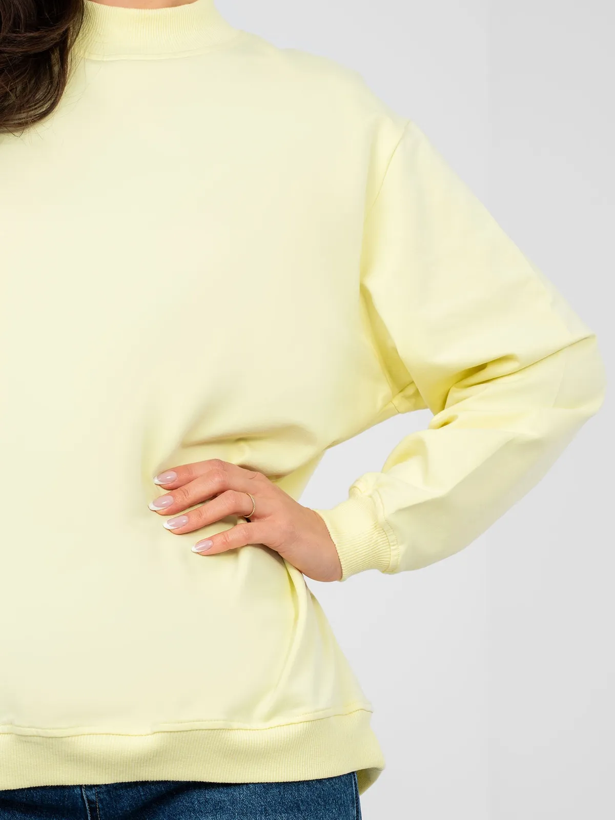 Brudnoróżowa bawełniana bluza basic - zdjęcie 3