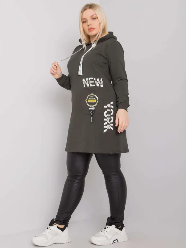 Brudnoróżowa bawełniana tunika plus size