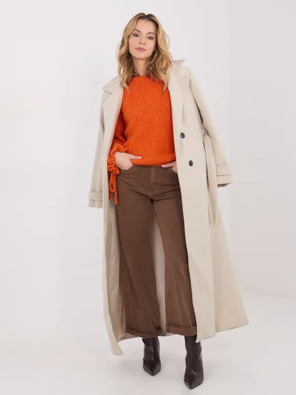 Sweter oversize z wiązanymi rękawami w stylu casual - widok 2