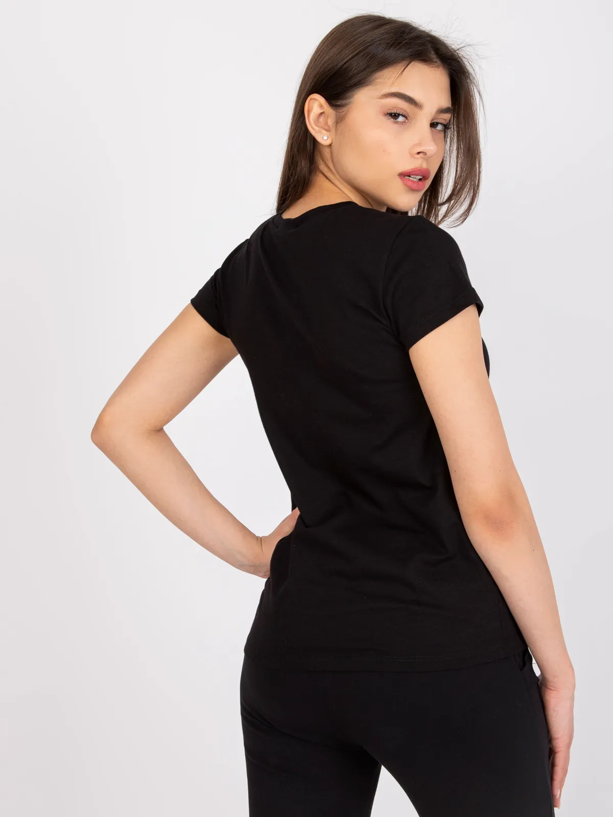 Czarny t-shirt Peachy - zdjęcie 2