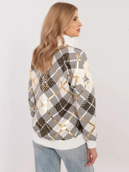 Bluza z krótkim zamkiem i geometrycznym wzorem