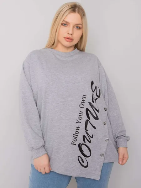 Szara melanżowa bluzka plus size z napisem