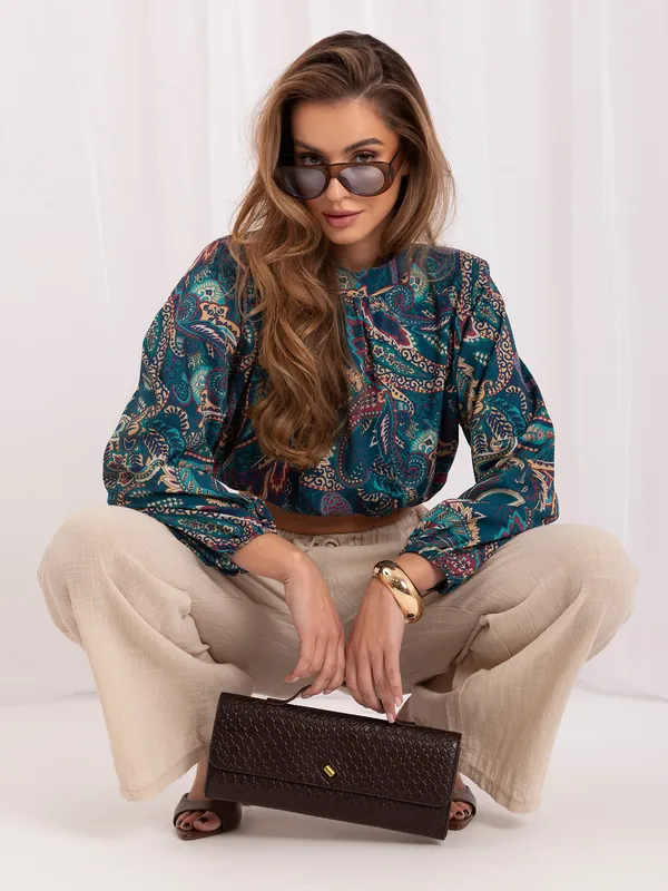 Krótka bluzka crop top w klimacie boho - widok 2