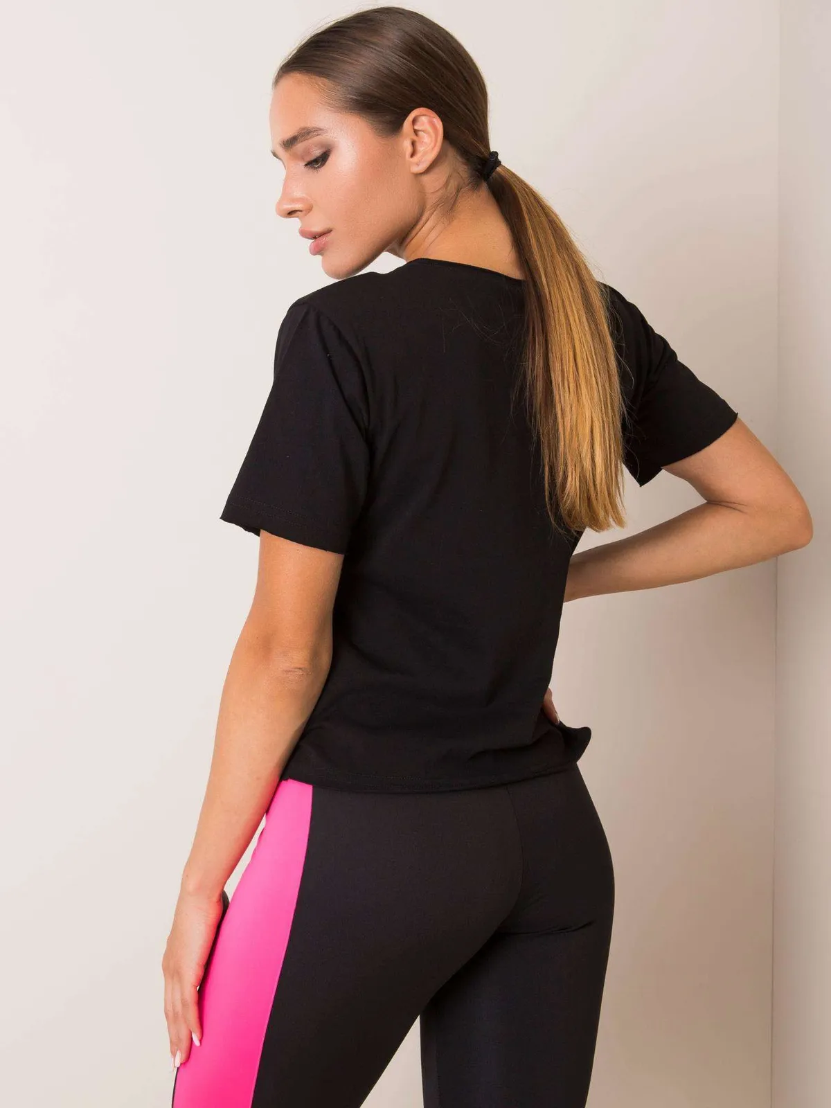 FOR FITNESS Czarny t-shirt bawełniany - zdjęcie 2