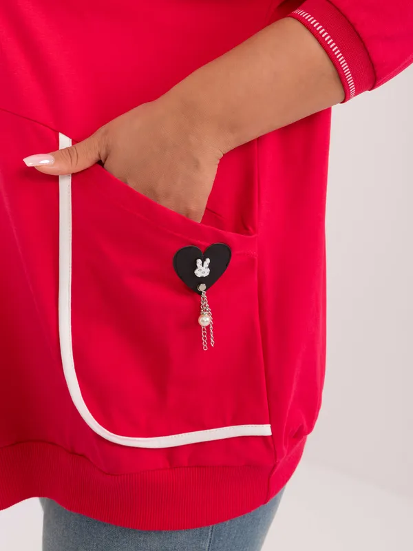 Casualowa bluza oversize z ozdobnymi kieszeniami i printem - widok 2