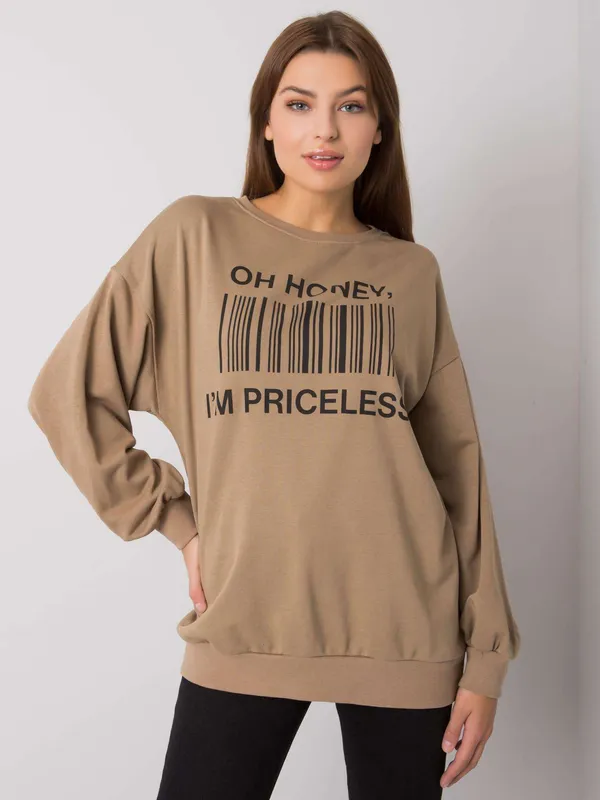 Beżowa bluza z printem - widok 2