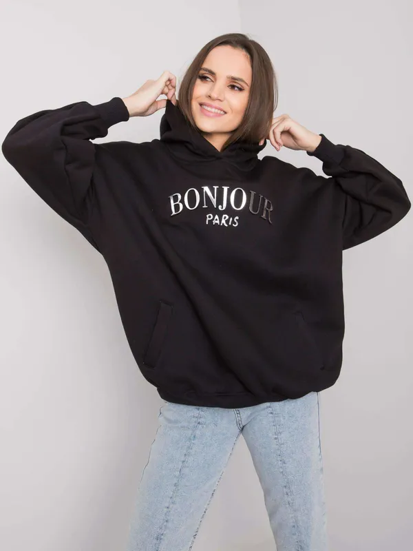 Bluza z kapturem oversize z nadrukiem Paris