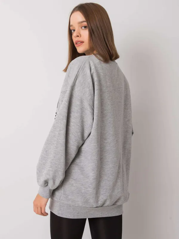 Szara bluza bez kaptura z napisem - widok 2