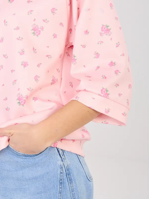 Bluza oversize z kapturem i motywem kwiatowym