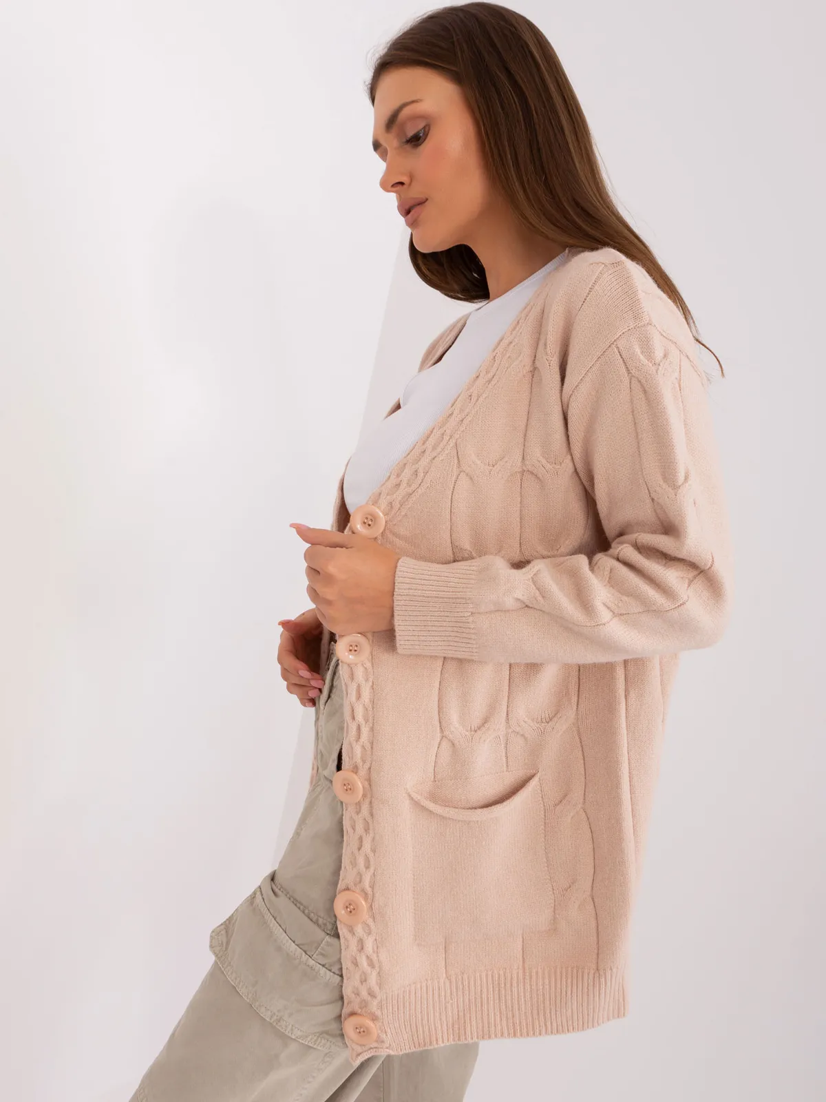 Rozpinany sweter z kieszeniami - zdjęcie 3