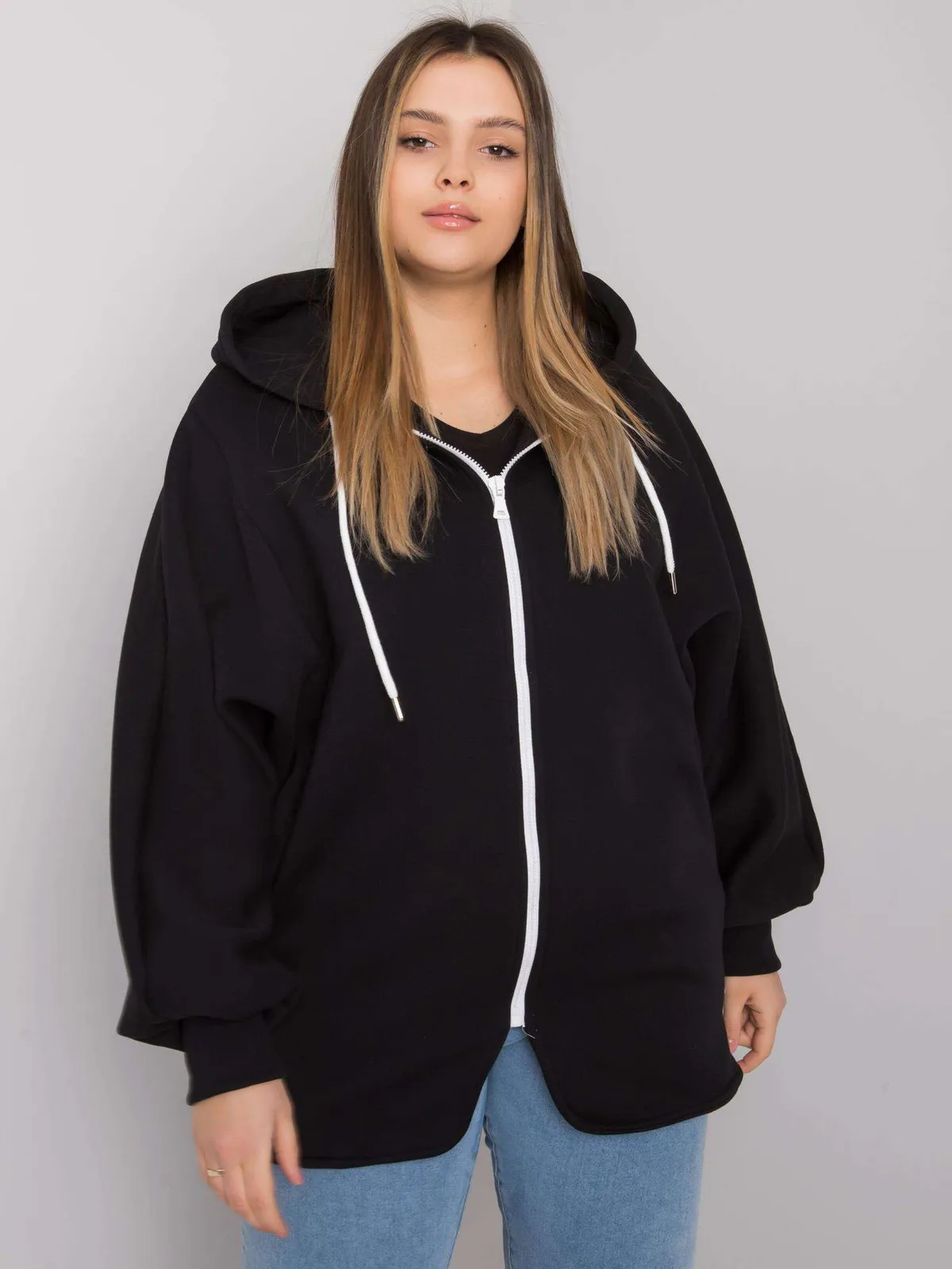 Rozpinana bluza oversize z kapturem - zdjęcie 1