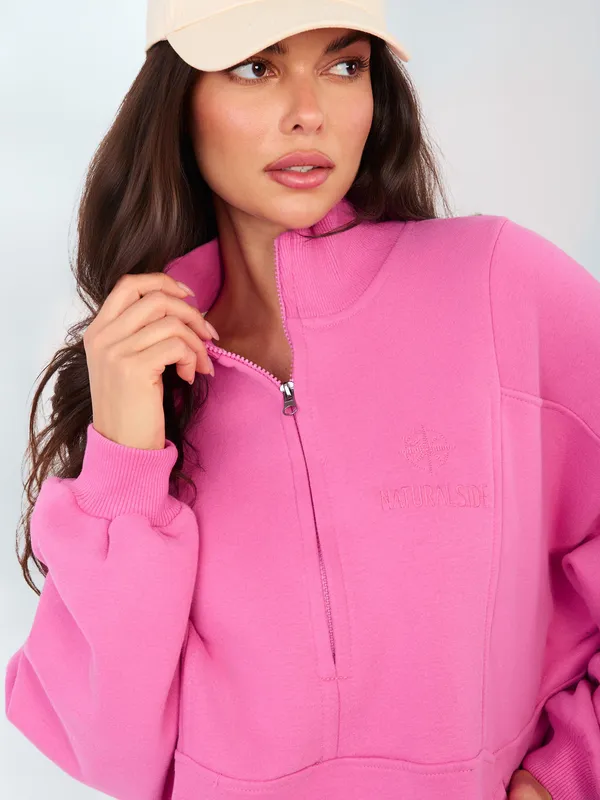 Casualowa bluza oversize z wysokim kołnierzem