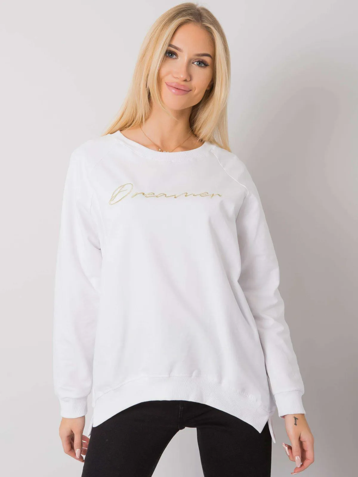 RUE PARIS Biała bluza bawełniana damska - zdjęcie 3