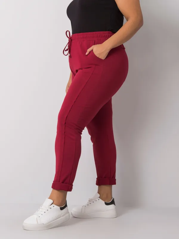 Szare melanżowe spodnie dresowe plus size z bawełny - widok 2