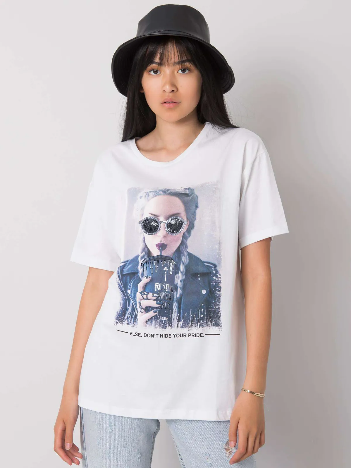 Czarny t-shirt damski bawełniany - zdjęcie 4