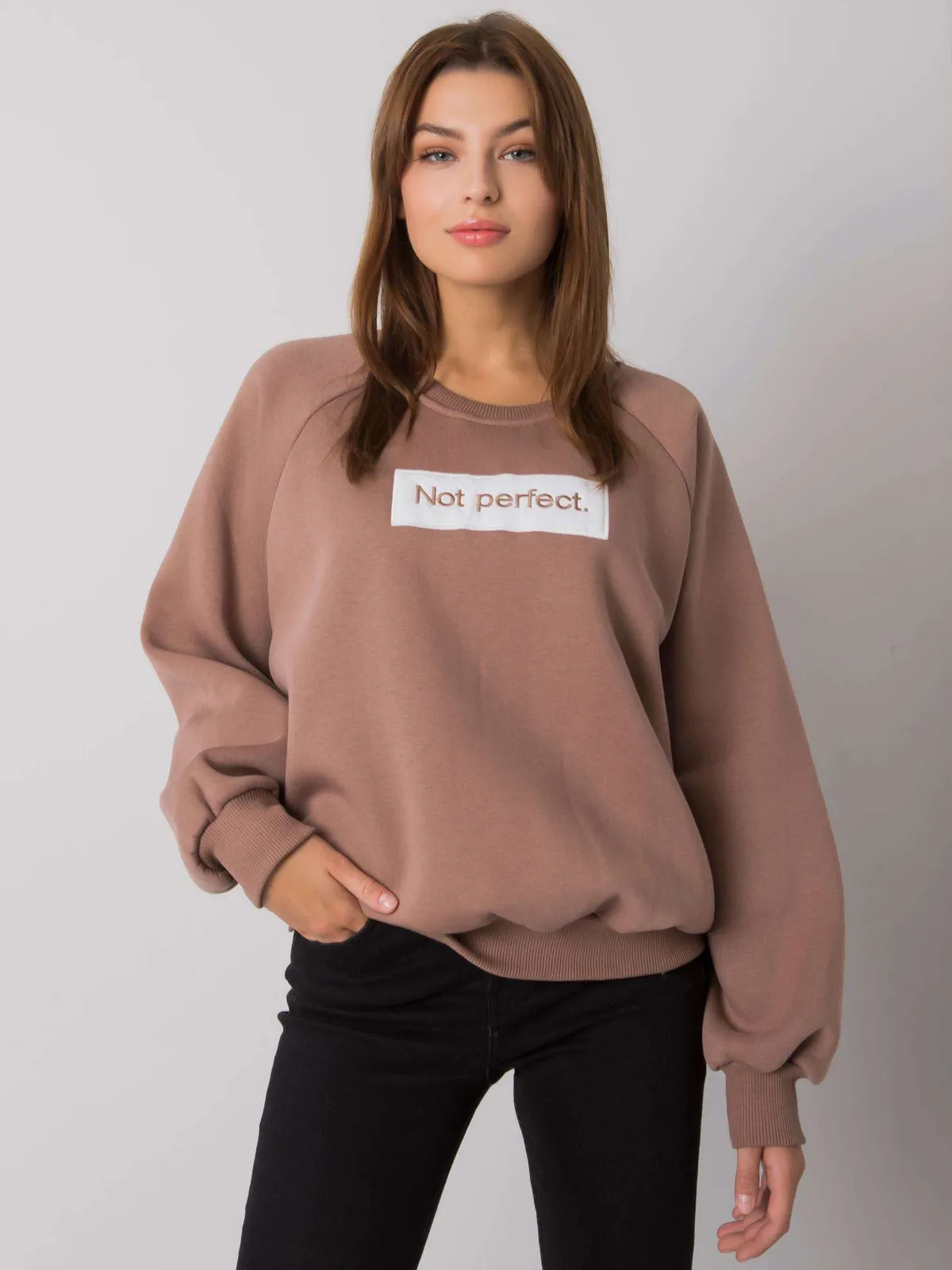 Szara bawełniana bluza bez kaptura - zdjęcie 3