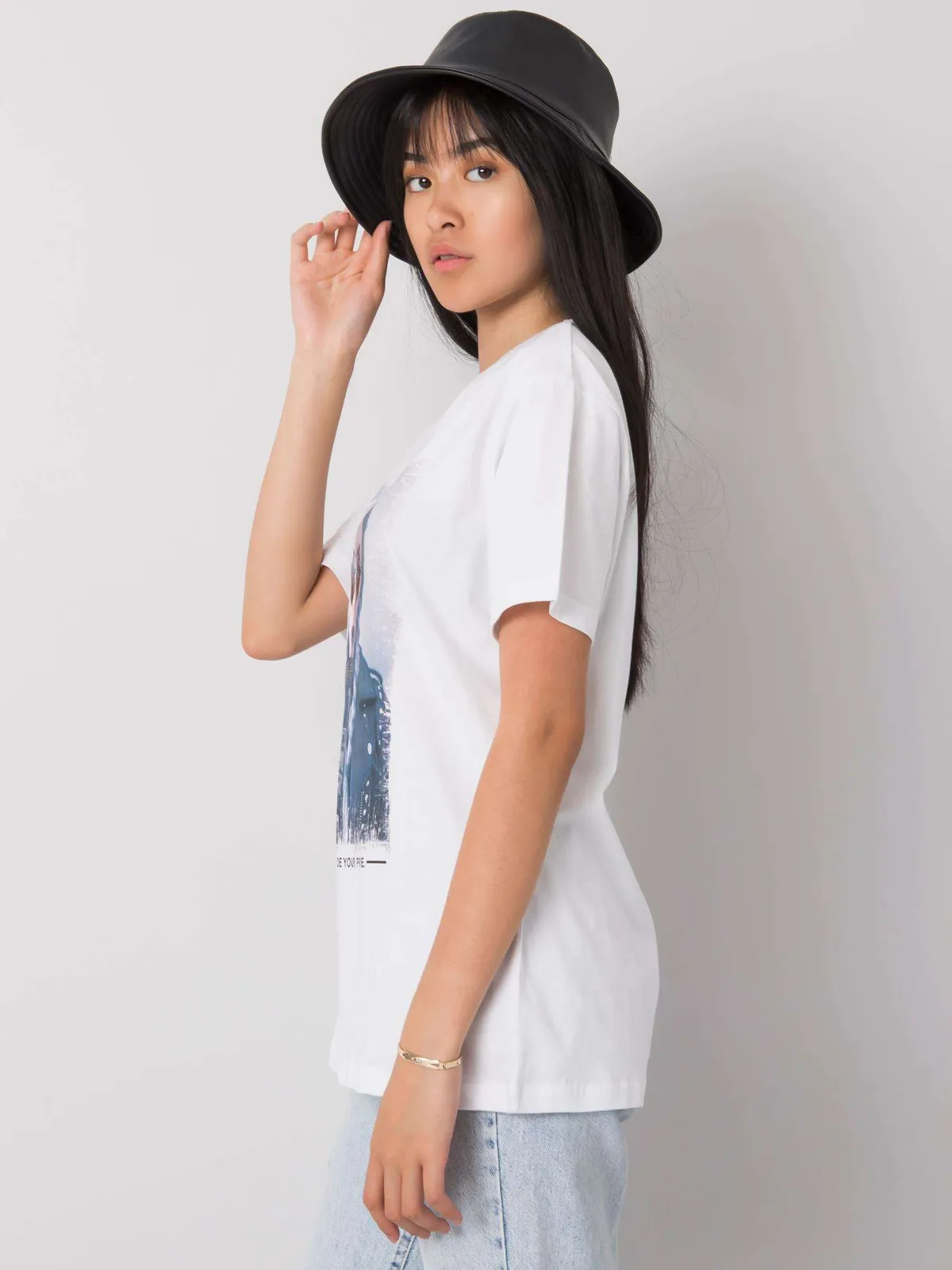 Czarny t-shirt damski bawełniany - zdjęcie 3