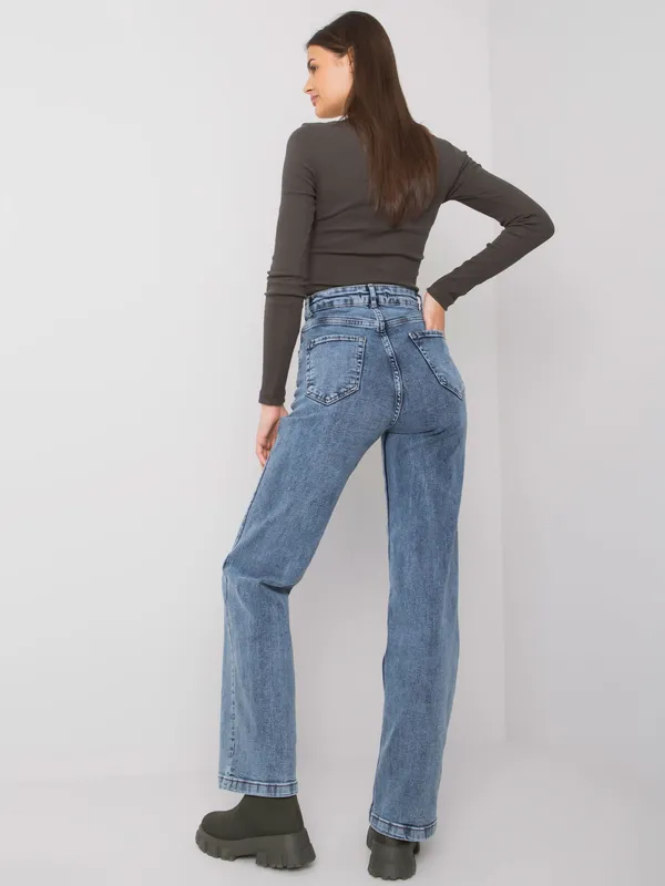 Spodnie jeansowe o kroju wide leg z wysokim stanem
