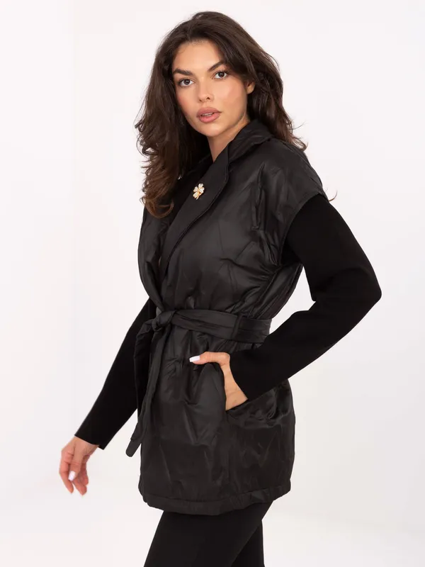 Pikowana kamizelka z paskiem o kroju oversize