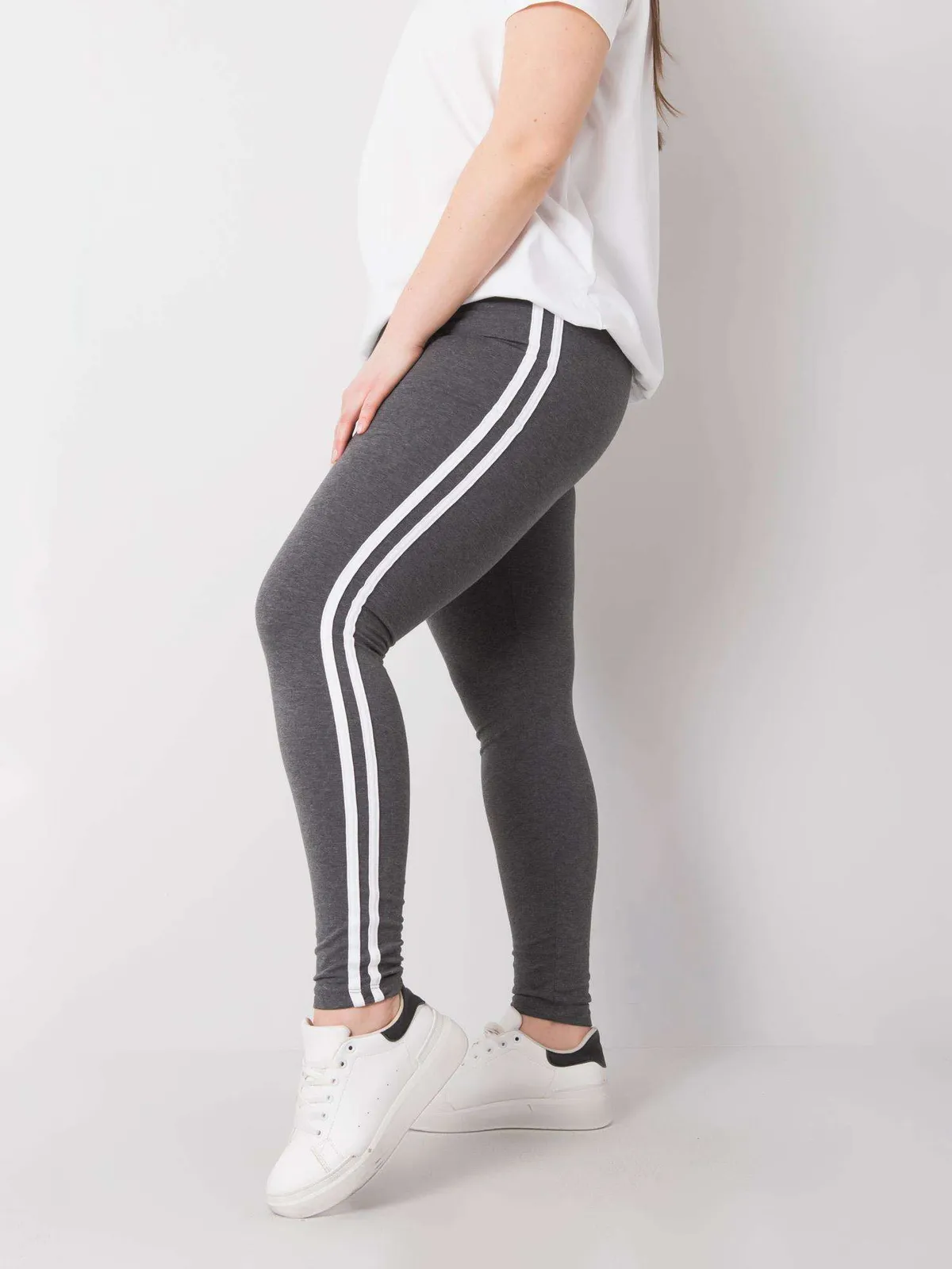 Szare melanżowe legginsy plus size - zdjęcie 3