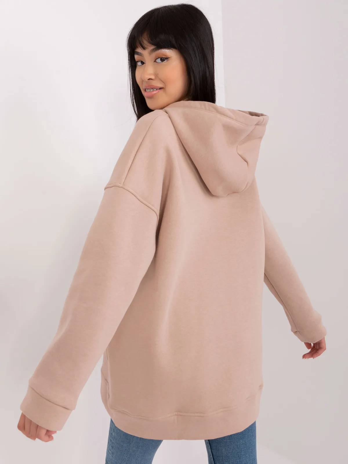 Pistacjowa dresowa bluza basic z kapturem - zdjęcie 5