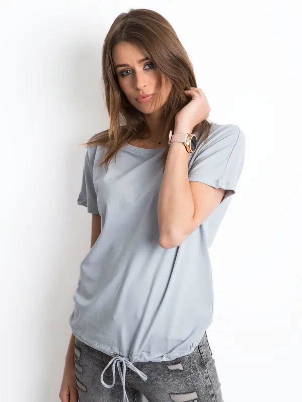 Damski t-shirt z bawełny jasnografitowy - widok 2