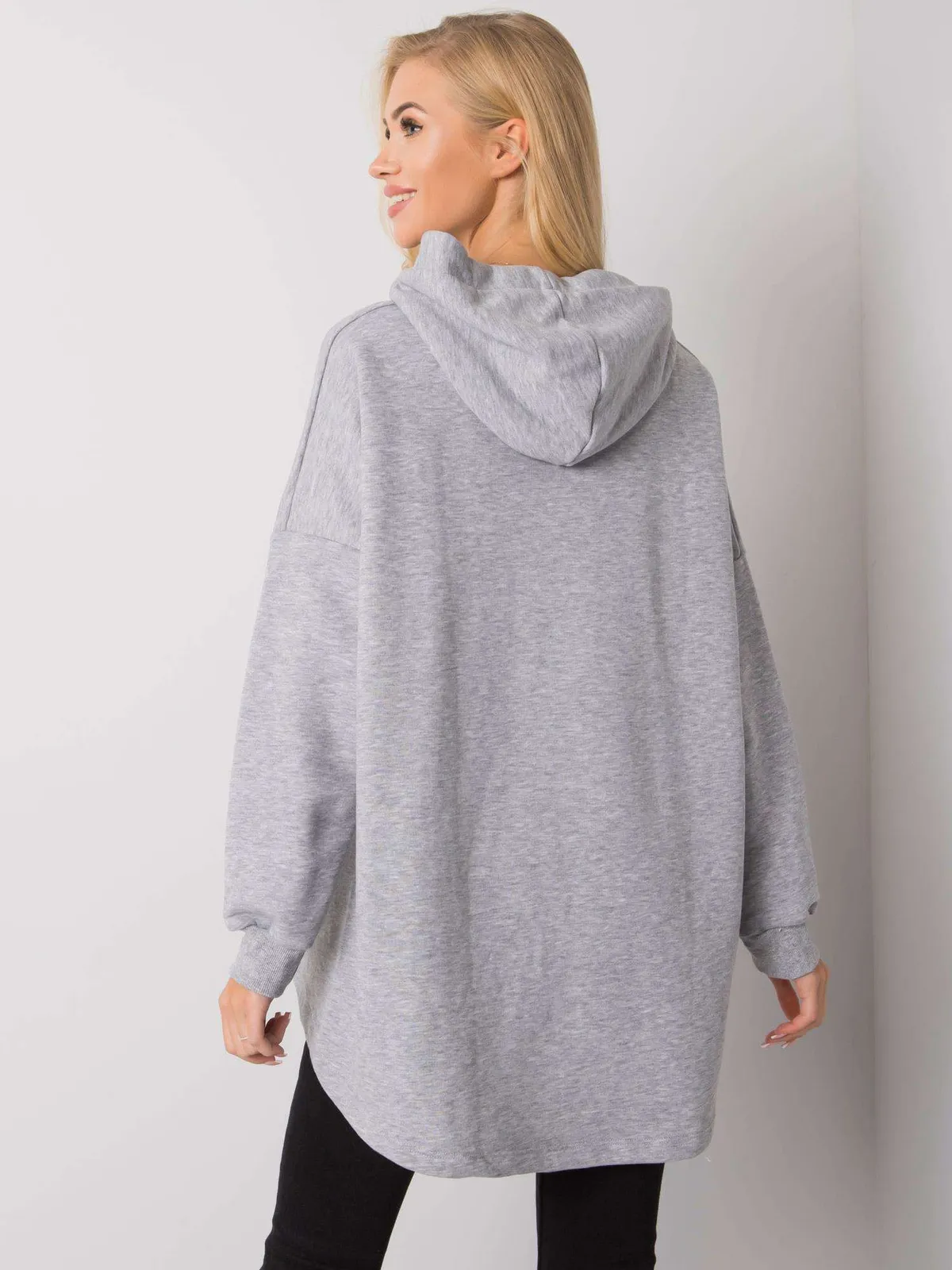 Khaki bawełniana bluza z kapturem - zdjęcie 3