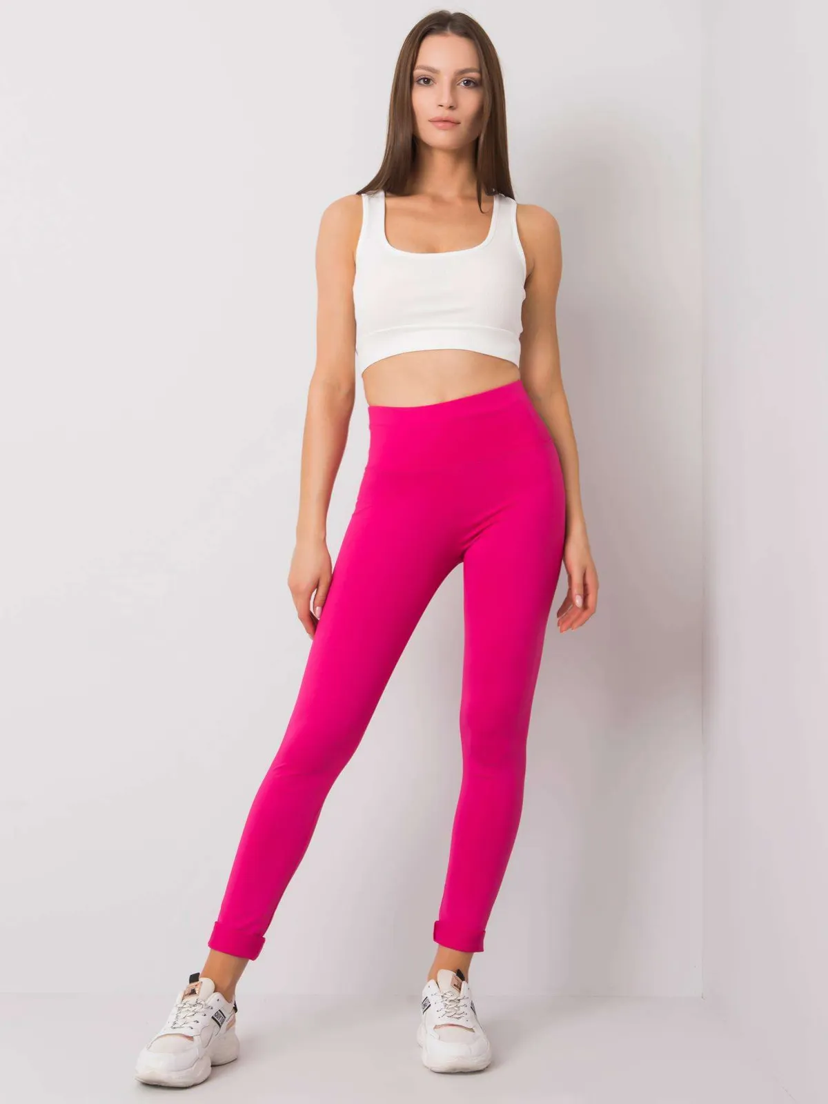 Fluo pomarańczowe legginsy sportowe damskie - zdjęcie 2