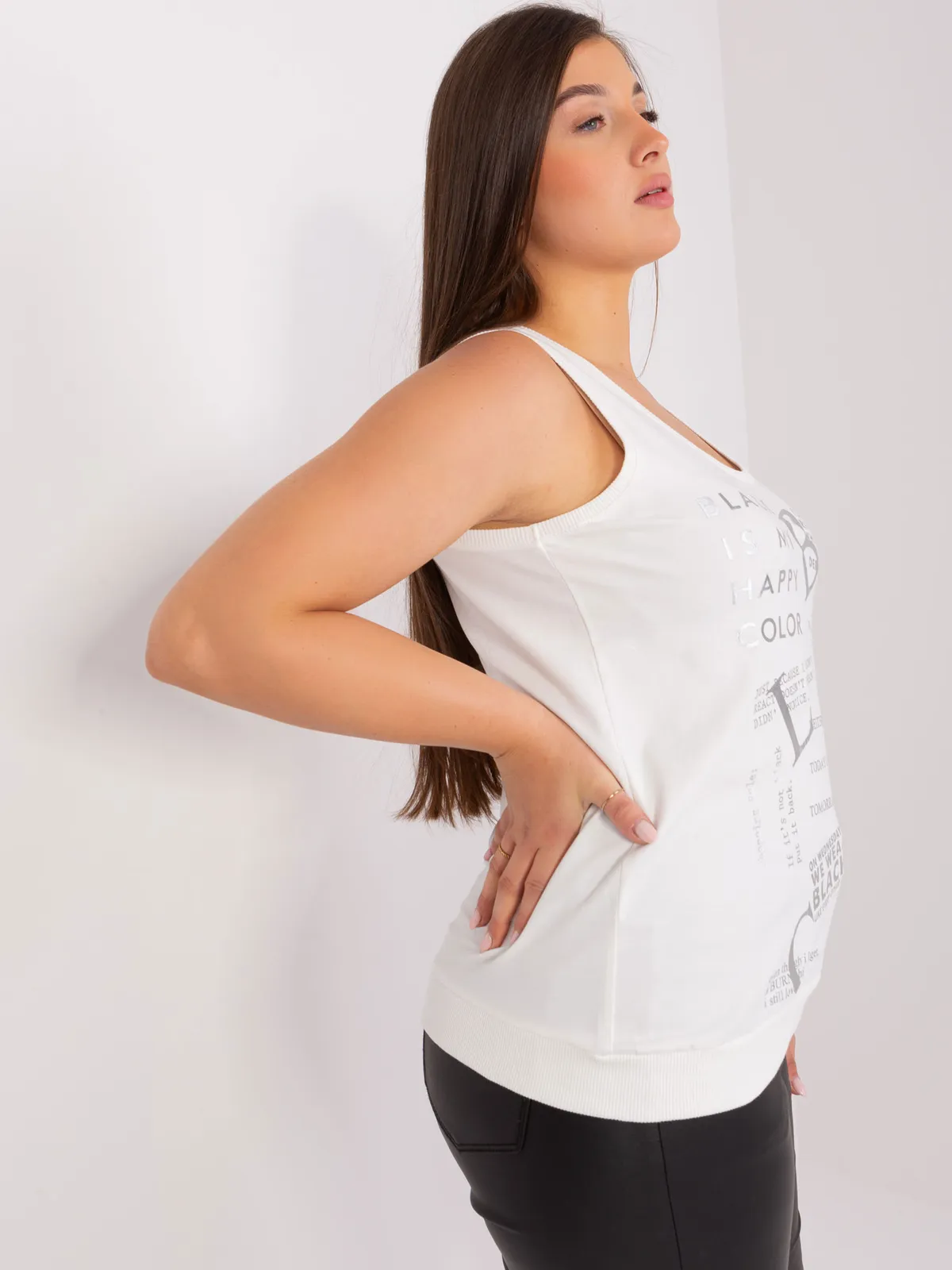 Kobaltowy damski top plus size bez rękawów - zdjęcie 1