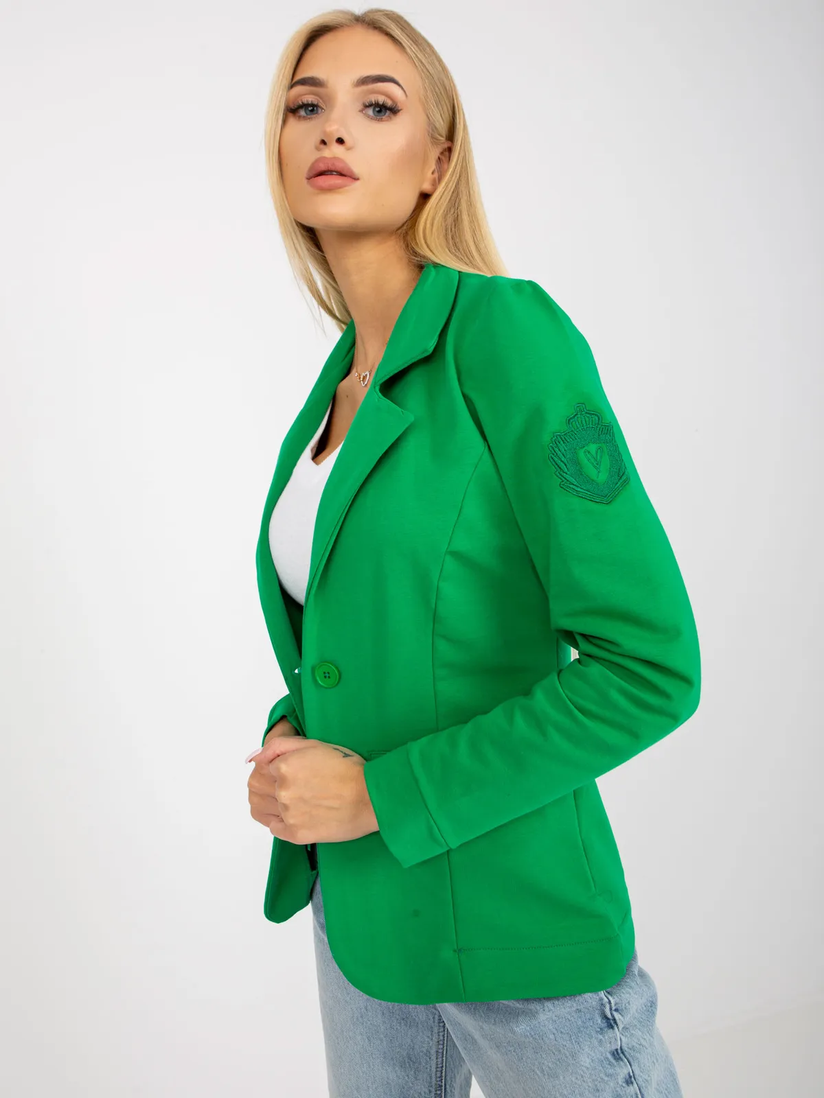 Dopasowany żakiet z naszywką o kroju casualowym - zdjęcie 1