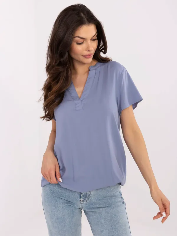 Casualowa bluzka z dekoltem w serek - widok 2