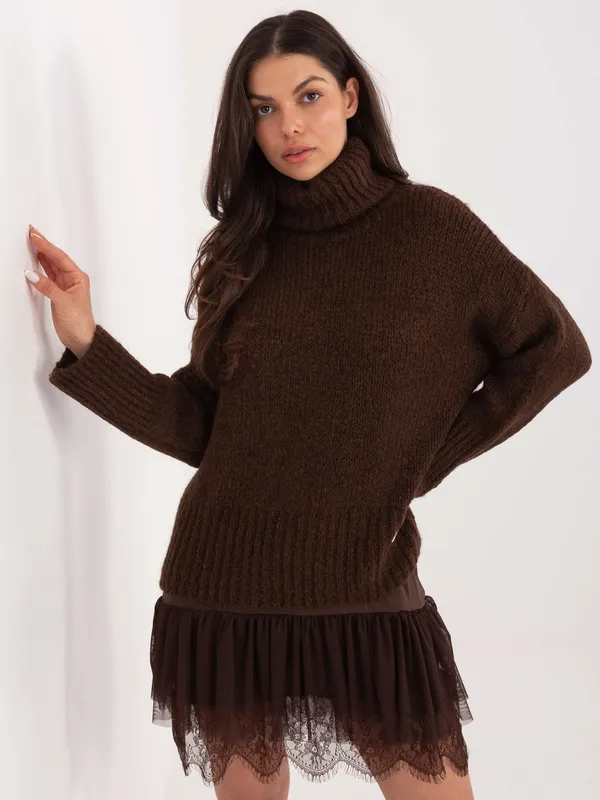 Ciepły sweter oversize z wysokim golfem
