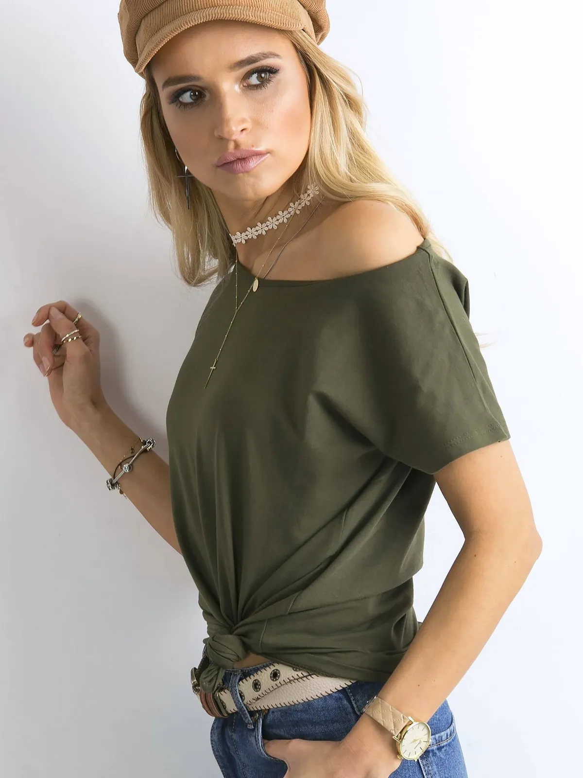 Khaki t-shirt Circle - zdjęcie 4