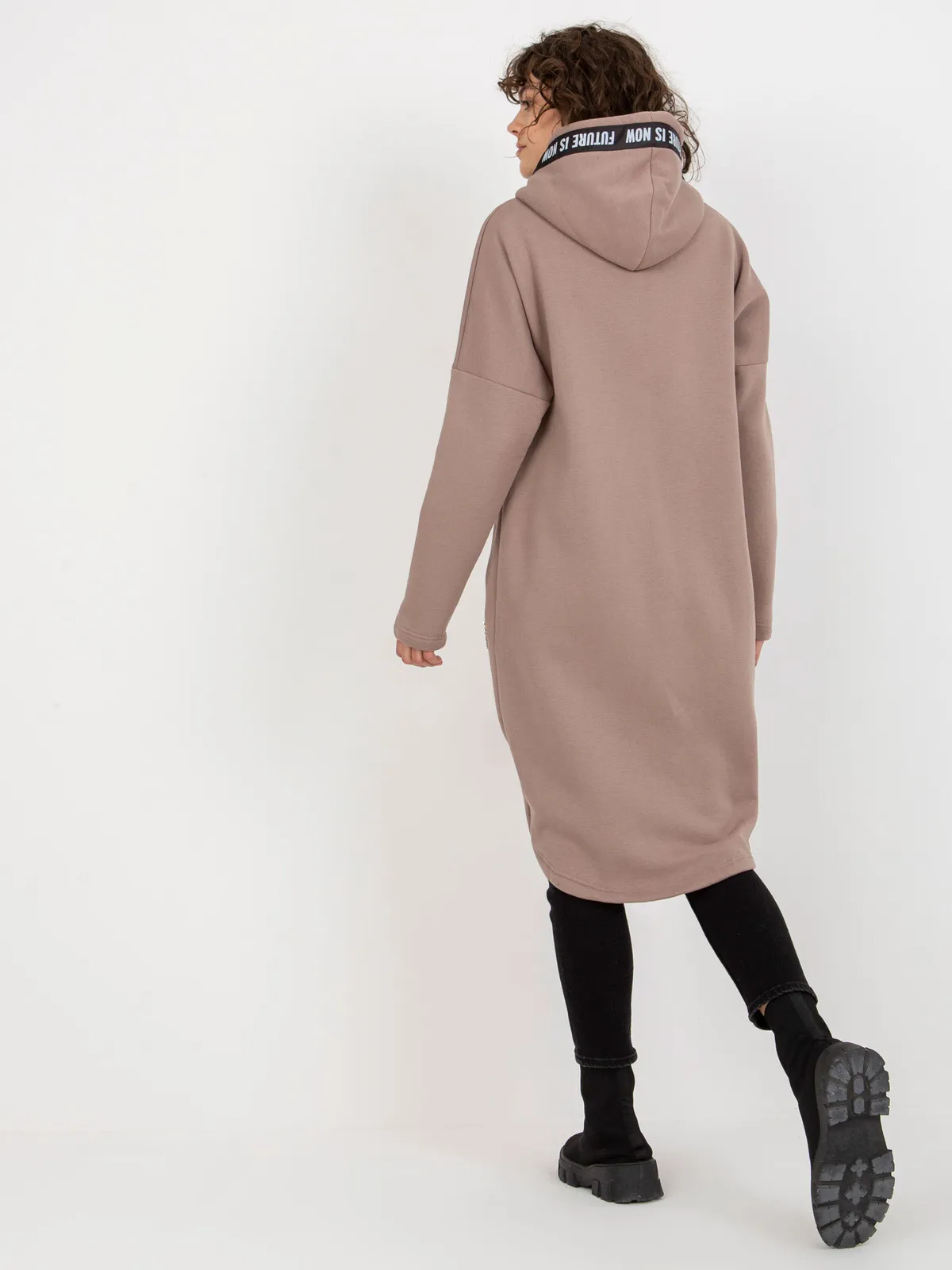 Hurtowna Fuksjowa długa dresowa bluza rozpinana oversize - zdjęcie 3