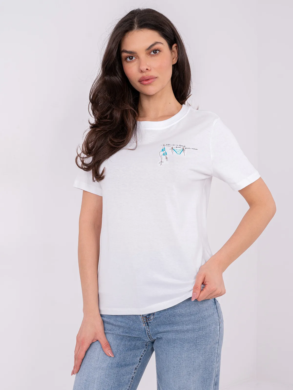 Casualowy T-shirt z haftowanym motywem zwierzęcym - zdjęcie 4