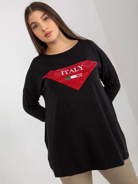 Śliwkowa bluzka plus size z rękawem 3/4