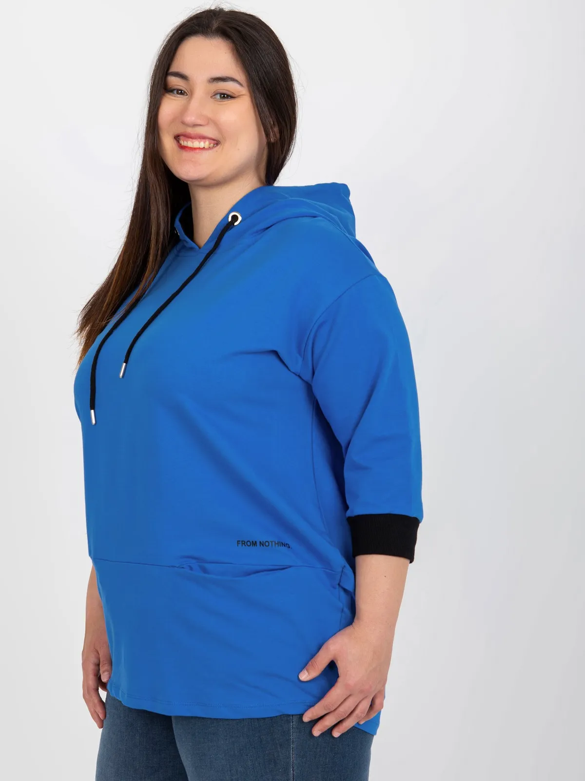 Czarna dresowa bluza plus size z kieszeniami - zdjęcie 1
