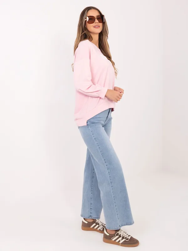 Bluza oversize z okrągłym dekoltem i napisem