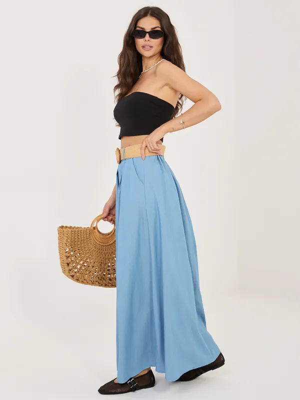 Zwiewna spódnica maxi z ozdobnym paskiem