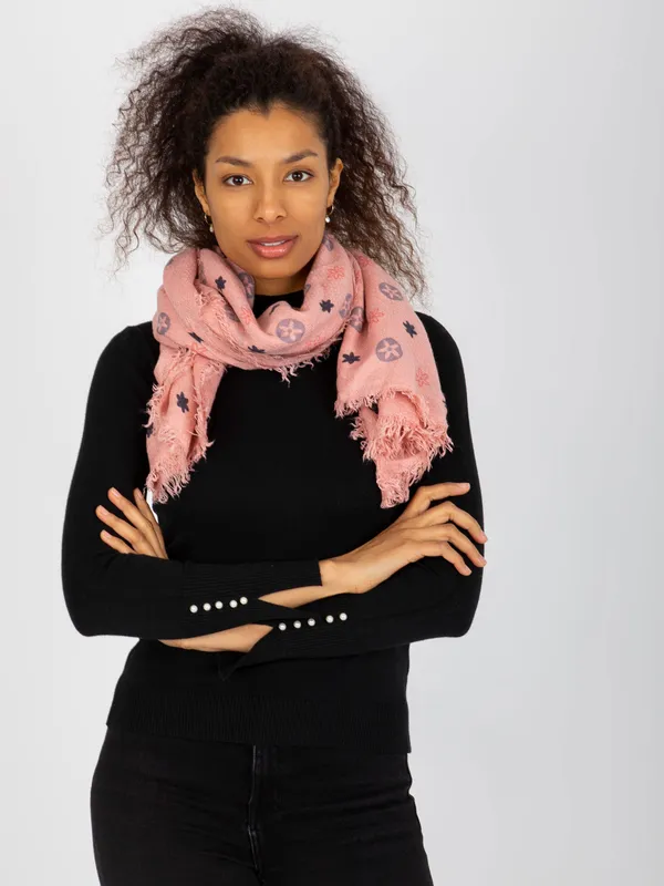 Niebieski damski szal z printami